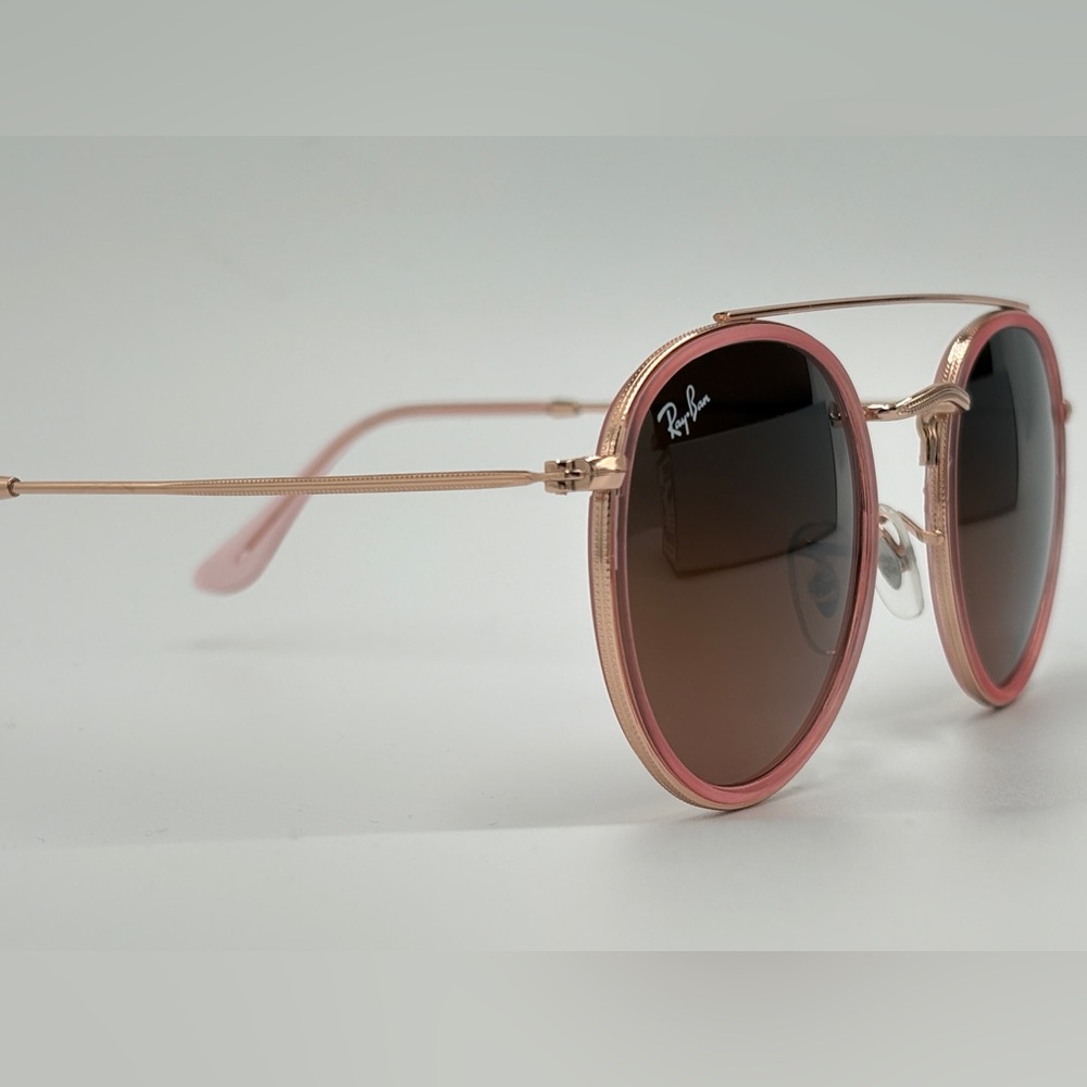Ray-Ban RB3647n Sunglasses Round Double Bridge Polished Copper Brown Lens Round - Picture 8 of 11